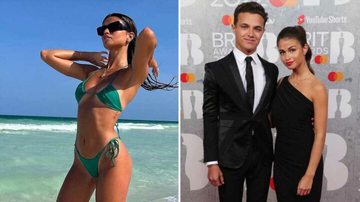 F1 star Lando Norris' model ex shows him what he's missing as she bares underboob and tan lines in barely-there bikini | The Sun